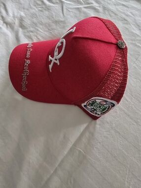 Red Logo Mesh Trucker Cap